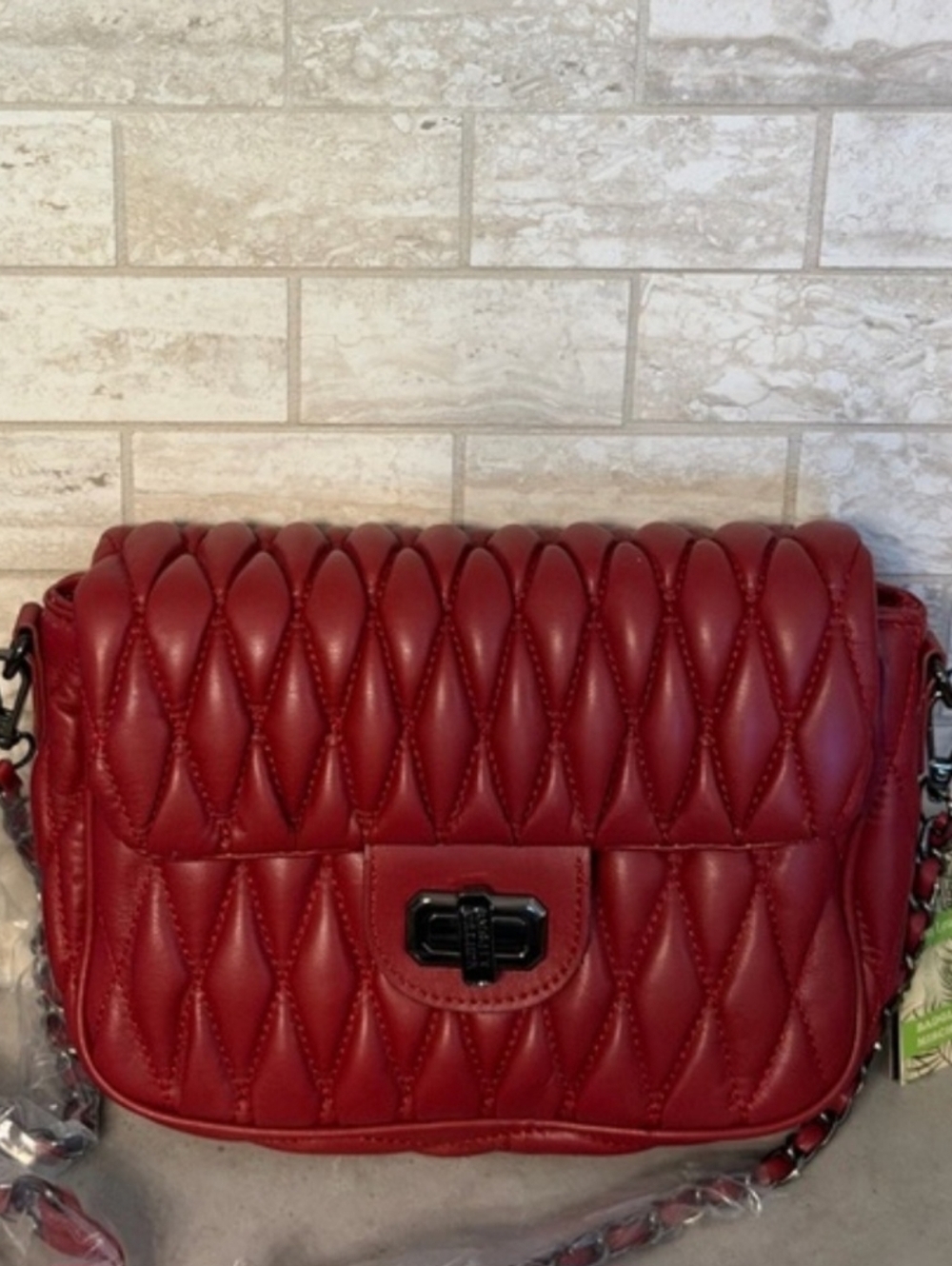 Badgley Mischka Quilted Red Crossbody Bag